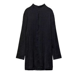 NWOT Zara black, textured mock neck dress (size L)